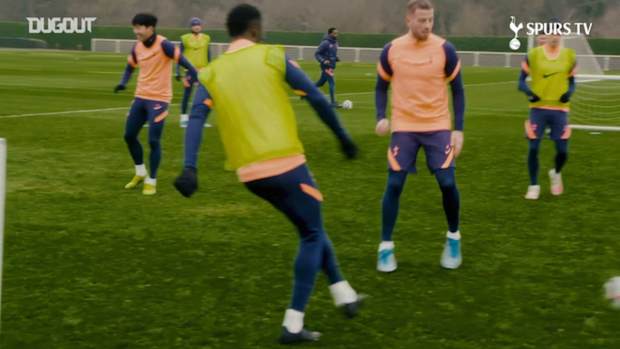 Training focus: Spurs stars train hard ahead of Fulham
